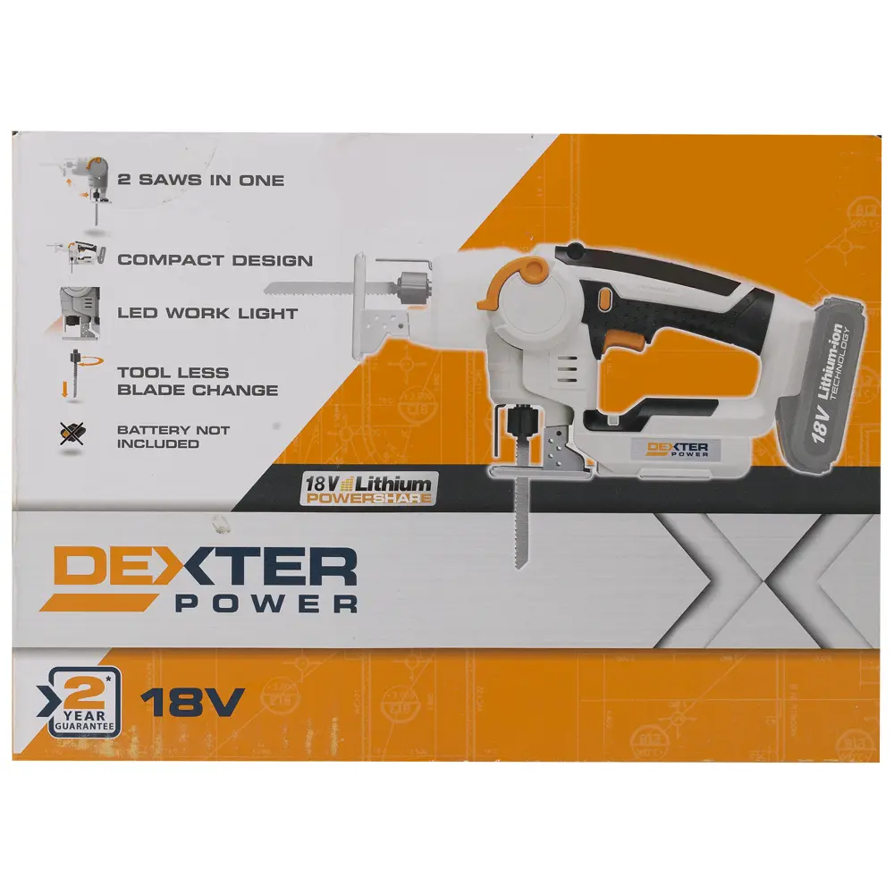 Лобзик-сабельная пила аккумуляторный Dexter Power CSJ18LD, 18 В Li-ion, без АКБ 17336803 STLM-2148802  - Вид №4