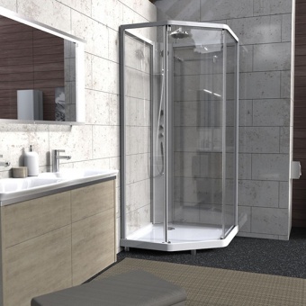 Задняя стенка душевой кабины 100x100 Ido Showerama 10-5 Comfort 558.316.00.1 матовый хром + матовое стекло Santreyd  - Вид №1