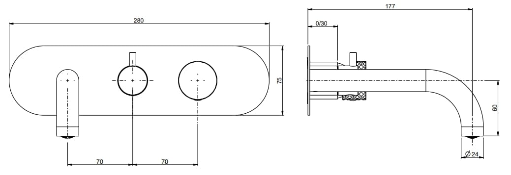 Настенный смеситель для ванны с 3 отверстиями и пластиной Rubinetterie Frattini отдельная эстетика ARCH-00139516 - Вид №11