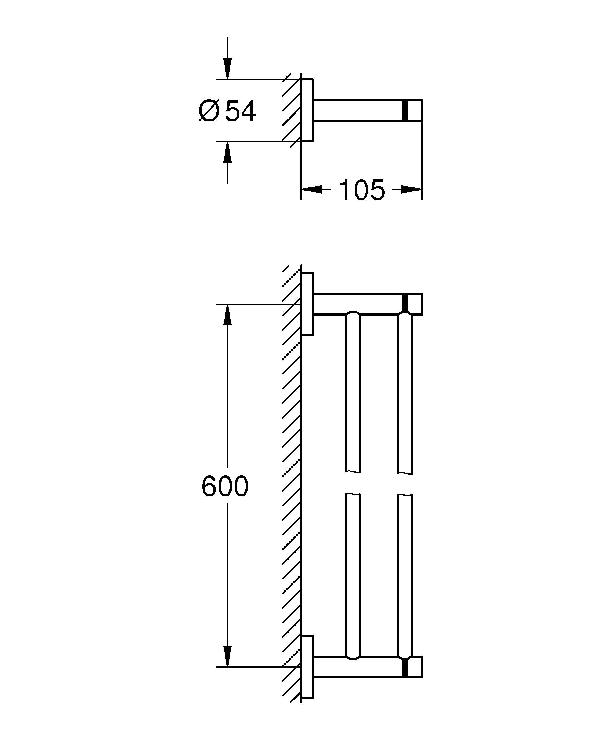 Двойной держатель для полотенца GROHE Essentials, тёмный графит матовый (40802AL1) - Вид №1