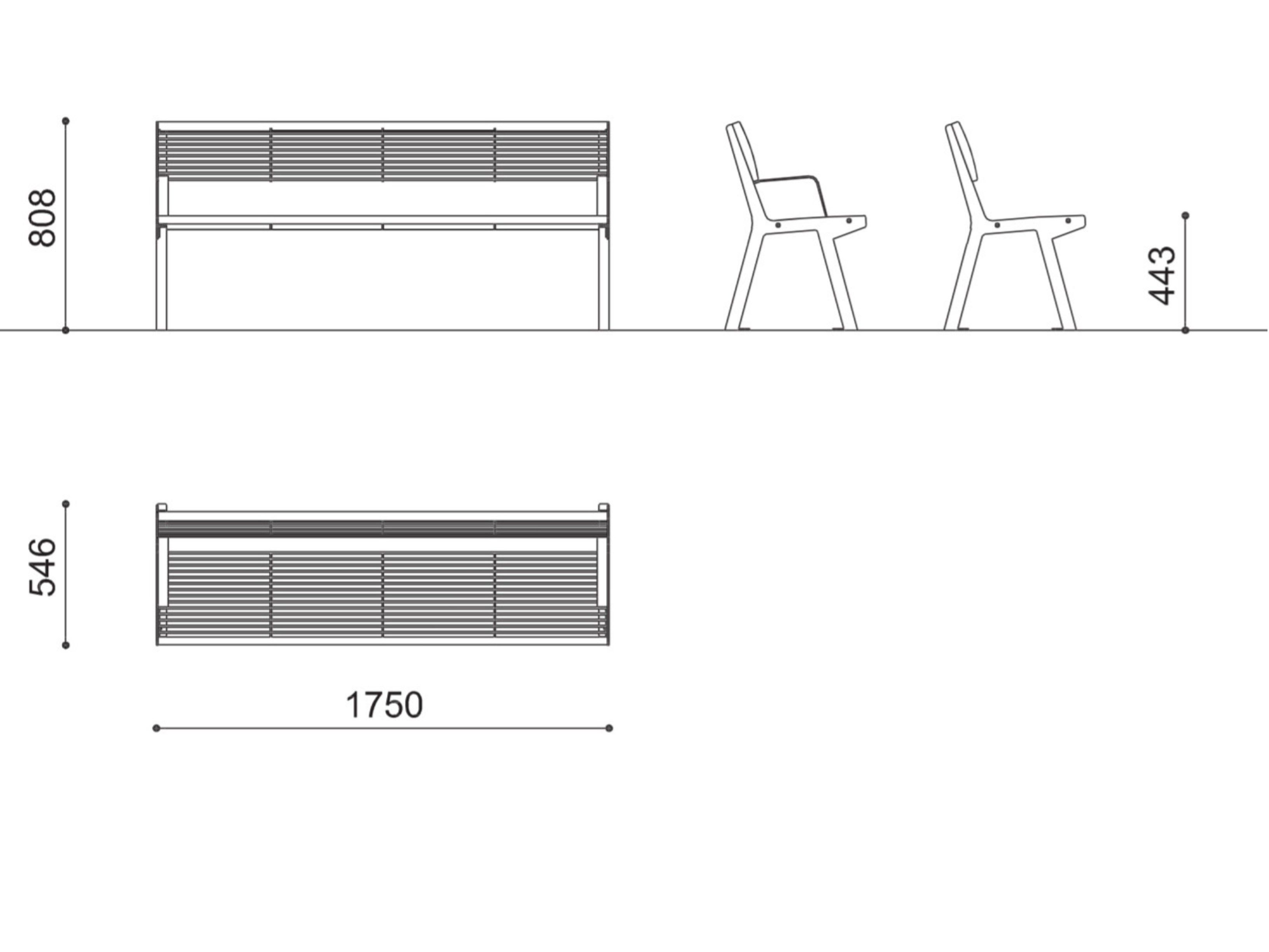 Стальная скамья со спинкой с подлокотниками City Design Noale ARCH-00008550 - Вид №1