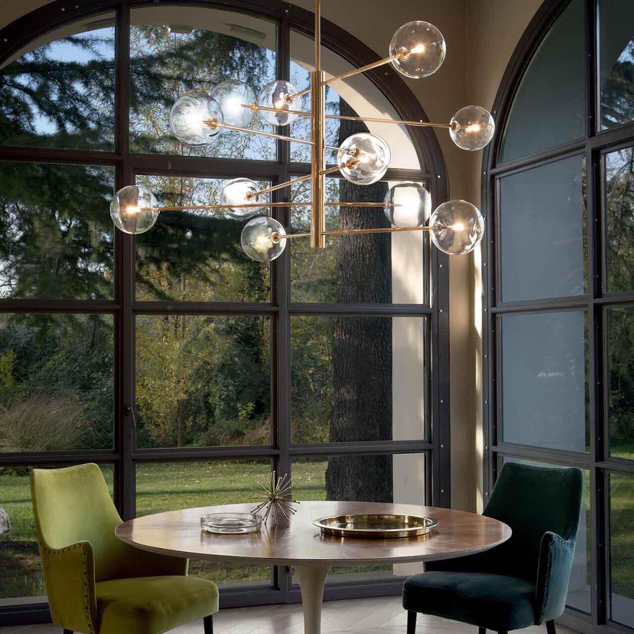 Подвесная люстра Ideal Lux Equinoxe SP12 Ottone Antico IDEAL LUX ДИЗАЙНЕРСКИЕ, EQUINOXE 313399 Латунь  - Вид №1