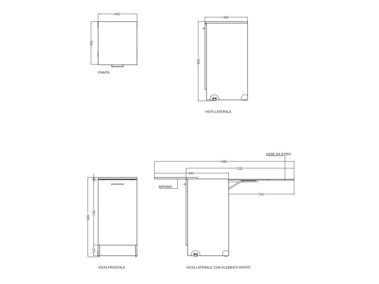 Шкаф для белья из ДСП с колесами COLAVENE аксессуары для прачечной ARCH-00104774 - Вид №2