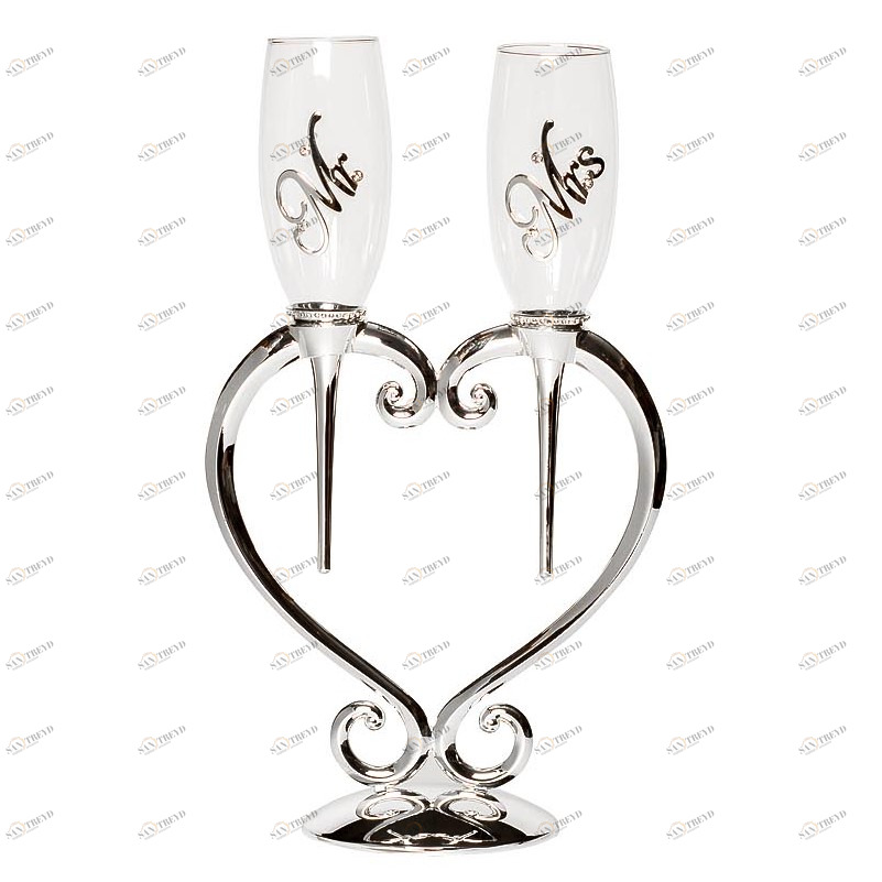 Набор бокалов для молодоженов GARDA DECOR ДИЗАЙНЕРСКИЕ 113762 Прозрачный;хром 