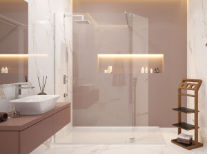 Стеклянная угловая прямоугольная душевая кабина распашная дверь