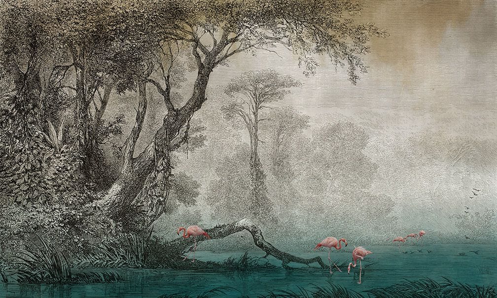 Обои с пейзажами N.O.W. Edizioni NATURE / FLAMINGO LAKE ARCH-00112060 - Вид №1