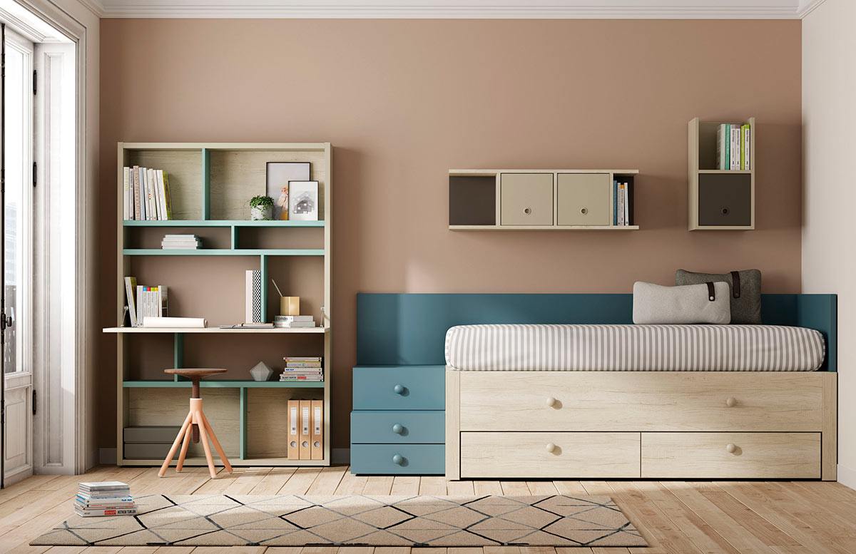 103583 Мебельная композиция с кроватью и полкой Secret La Grama Kubox Santreyd