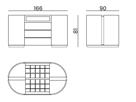 Деревянный и стеклянный островной комод Bizzotto Italia Atmosphera ARCH-00079086 - Вид №3