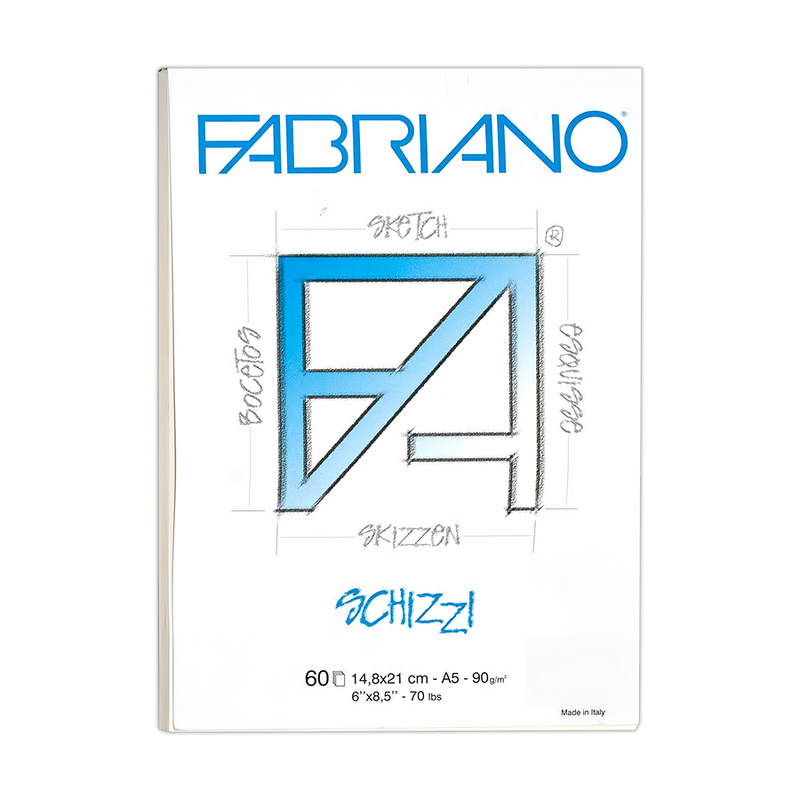 08814821 Альбом для графики "Schizzi" 90 г/м2 А5 14.8 х 21 см склейка с одной стороны 60 л. Fabriano 