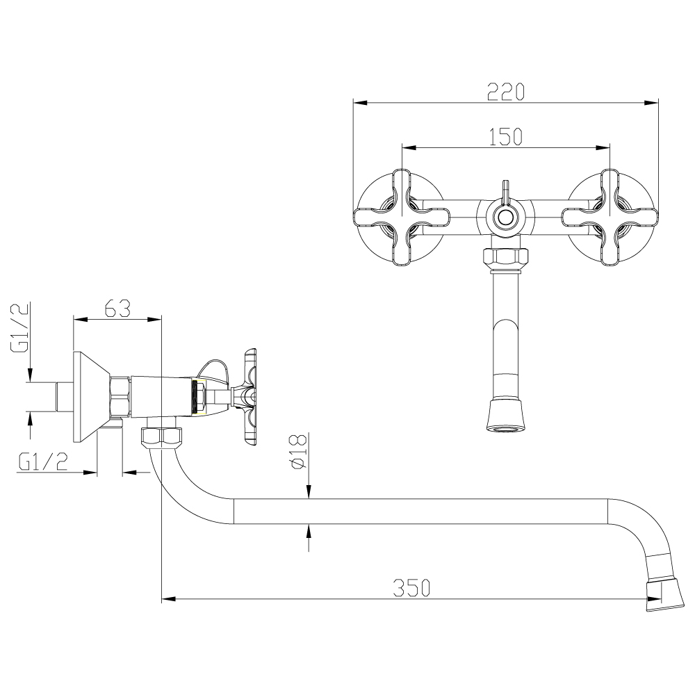 LM5751C Смеситель Duetto для ванны LEMARK DUETTO - Вид №1