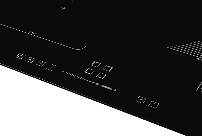 ICS 614 Индукционная, индукционная варочная поверхность стеклокерамическая,ширина 60 см, 2 зоны 1,5 квт (booster 2 квт), 2 зоны 2 квт (booster 2,6 квт), 1 зона flexi/bridge 400*220 mm 3 квт (booster 3,6 квт), электронное сенсорное управление + слайдер, 5 Santreyd  - Вид №1