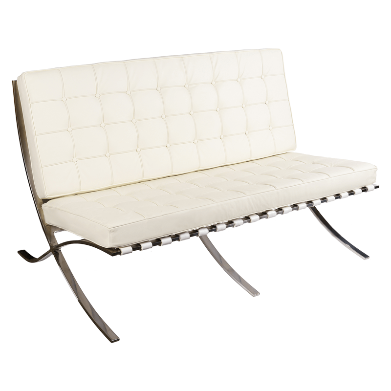 Диван Barcelona Style Loveseat Sofa прямой белый SOHO DESIGN ДИЗАЙНЕРСКИЕ, LUDWIG MIES VAN DER ROHE 131557 Белый  - Вид №1