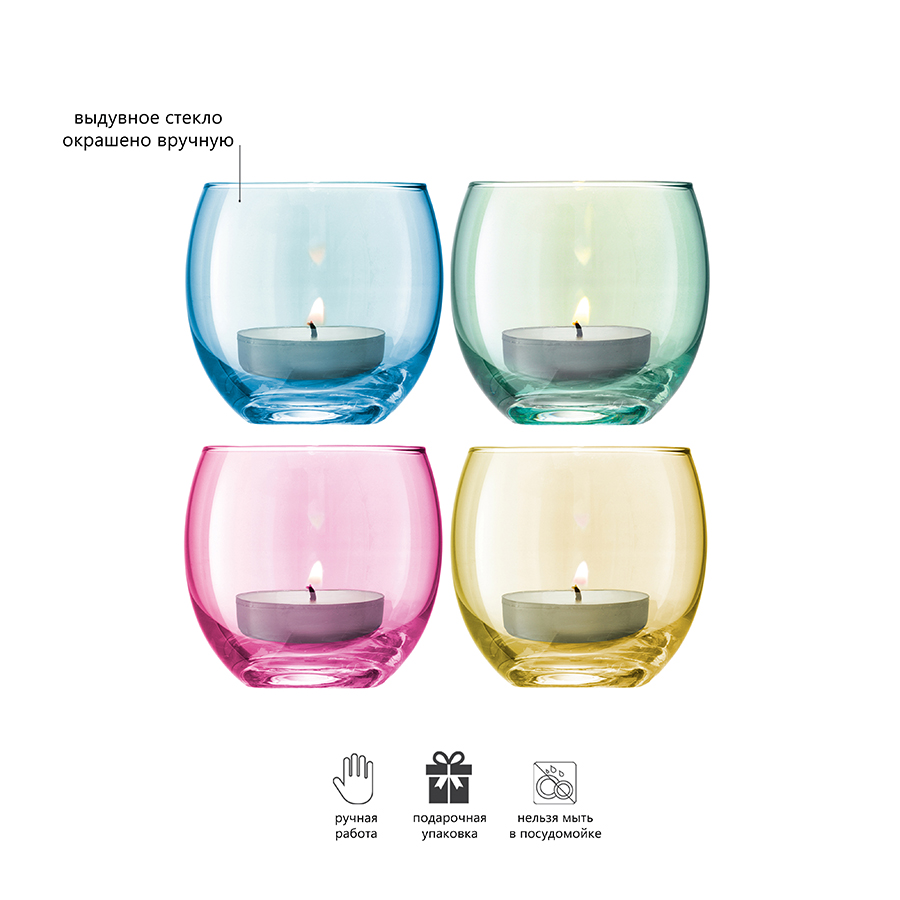 G570-06-294 Набор из 4 подсвечников для чайных свечей polka пастель LSA International  - Вид №15