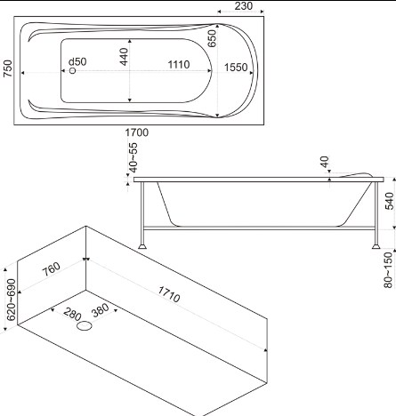 ВГ00140 Ванна Bas Мальта Santreyd - Вид №1