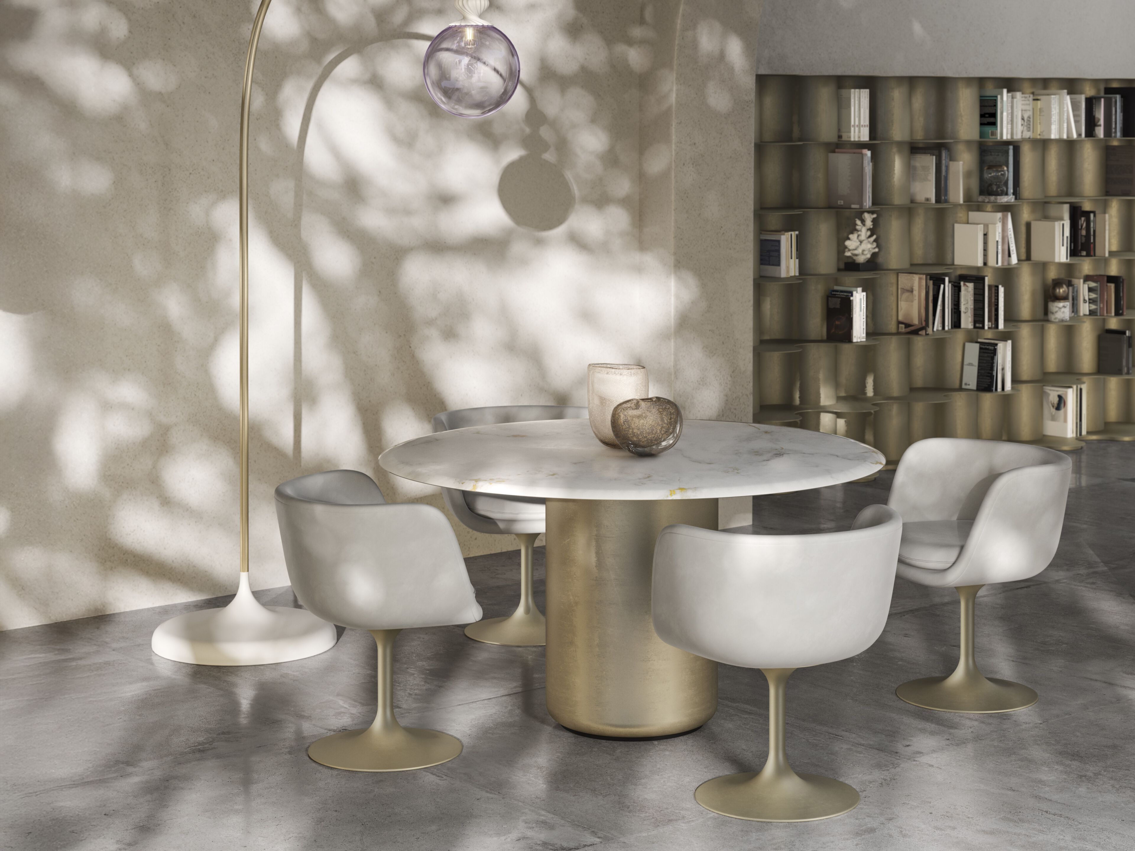 Круглый стол из стали и стекла Natuzzi Italia Deep ARCH-00078668 - Вид №1