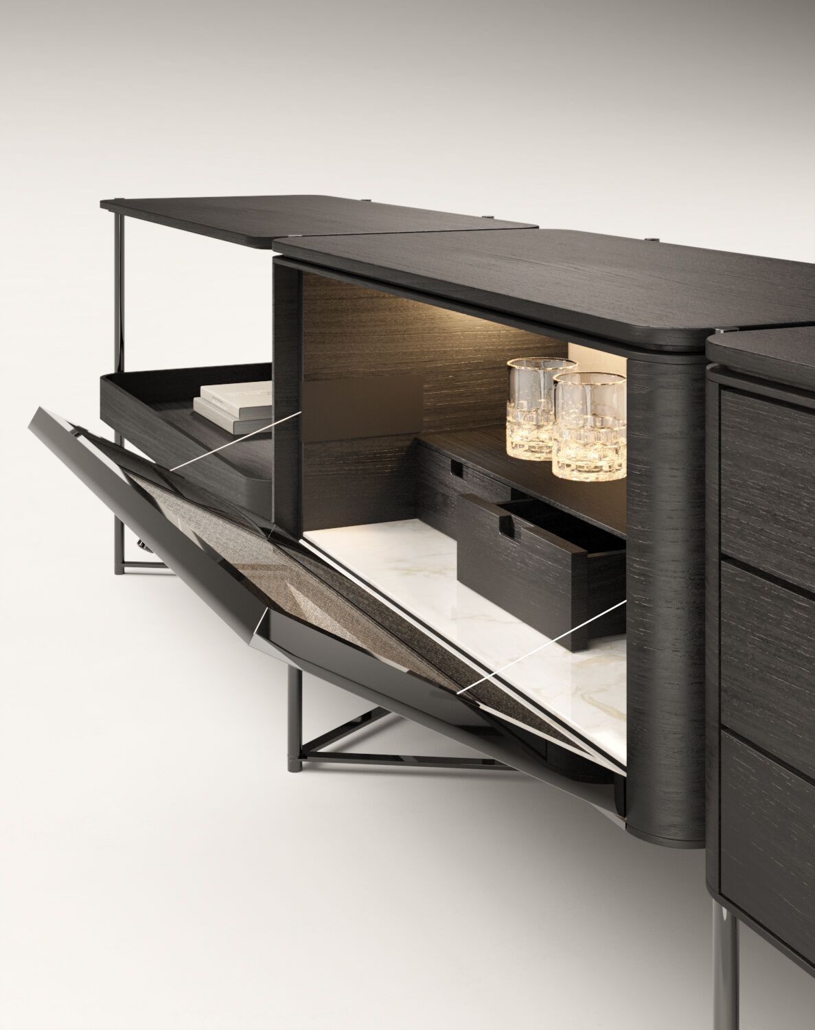 Шкаф из дерева и стекла со встроенным освещением MisuraEmme Shibuya ARCH-00001539 - Вид №1