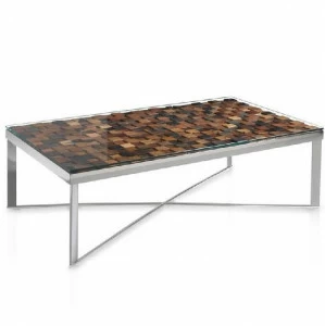 Журнальный столик дизайнерский, деревянная столешница со стеклом F1193-2A от Angel Cerda ANGEL CERDA  147462 Коричневый