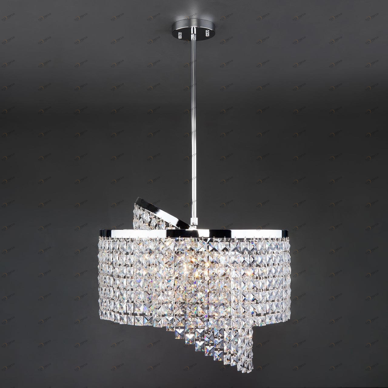 Подвесная люстра Eurosvet Leoni 10090/5 хром/прозрачный хрусталь Strotskis EUROSVET ДИЗАЙНЕРСКИЕ, LEONI 182166 Хром 