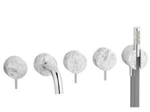 Мраморный смеситель для ванны с 5 отверстиями и ручным душем