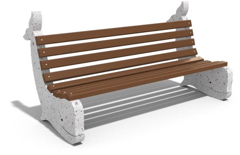 ENCHO ENCHEV - ETE Скамейка из бетона и дерева со спинкой  155  - Вид №2