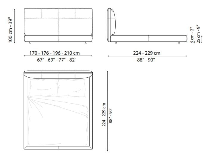 Двуспальная кровать с мягким изголовьем BONALDO ORIS ARCH-00075393 - Вид №5