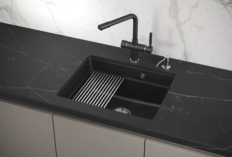 KS-5501U, ШВАРЦ (чёрный металлик), кухонная мойка, кварц GRANULA Kitchen Space 5501U-ST310