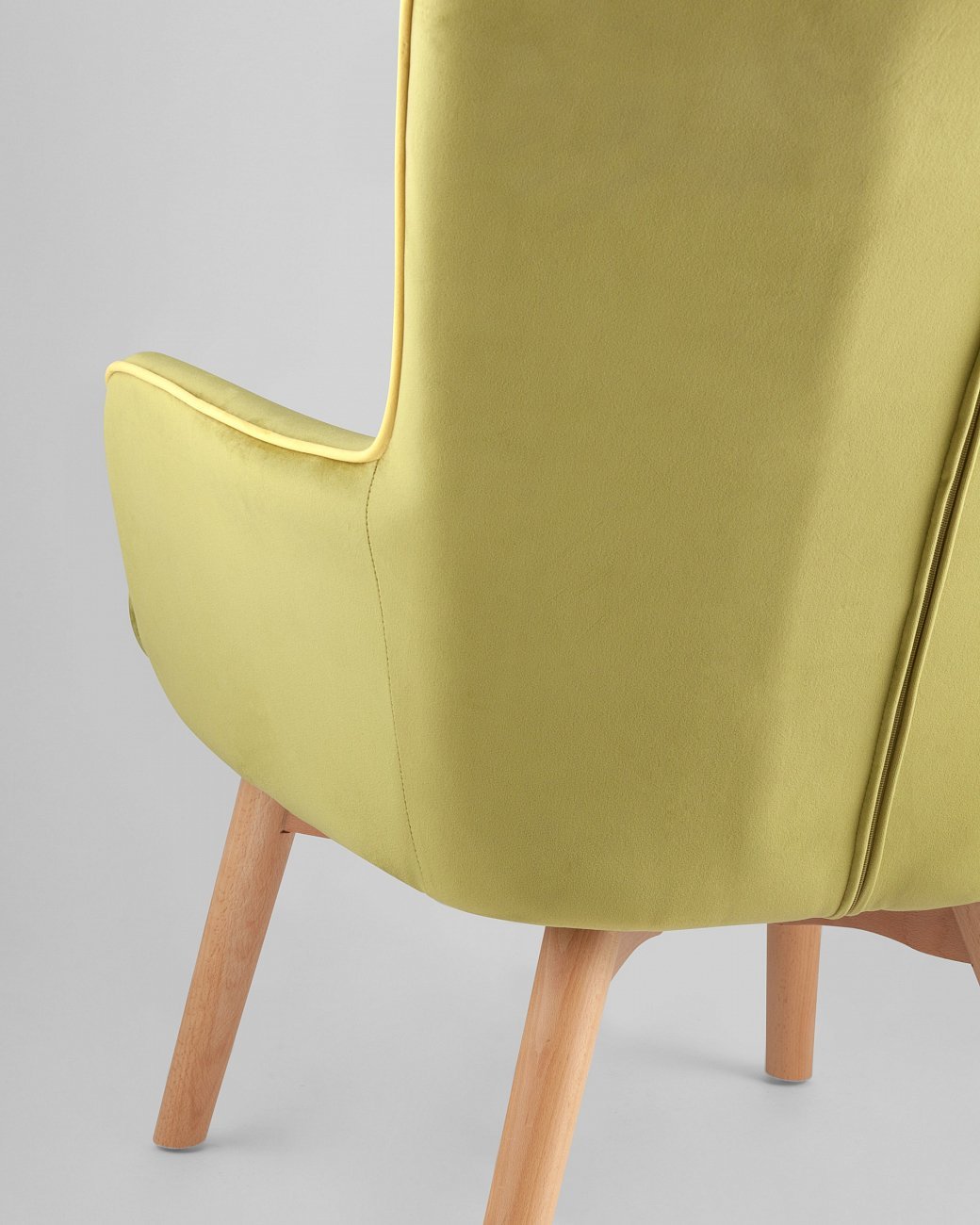 Кресло с мягкими подлокотниками оливковое с деревянными ножками "Манго" STOOL GROUP ДИЗАЙНЕРСКИЕ 00-3946320 Зеленый  - Вид №6