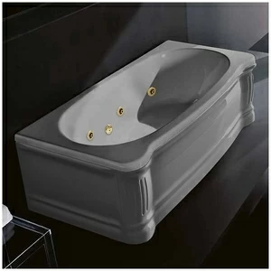 Ванна Gruppo treesse New Classic STX-V677B-DX-SE серая с гидромассажем и дезинфекцией прямоугольная правая  с золотой фурнитурой