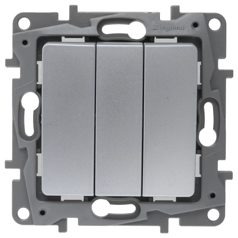 Legrand Etika — трёхклавишный выключатель в алюминиевом исполнении для скрытого монтажа 17356839 STLM-0008020