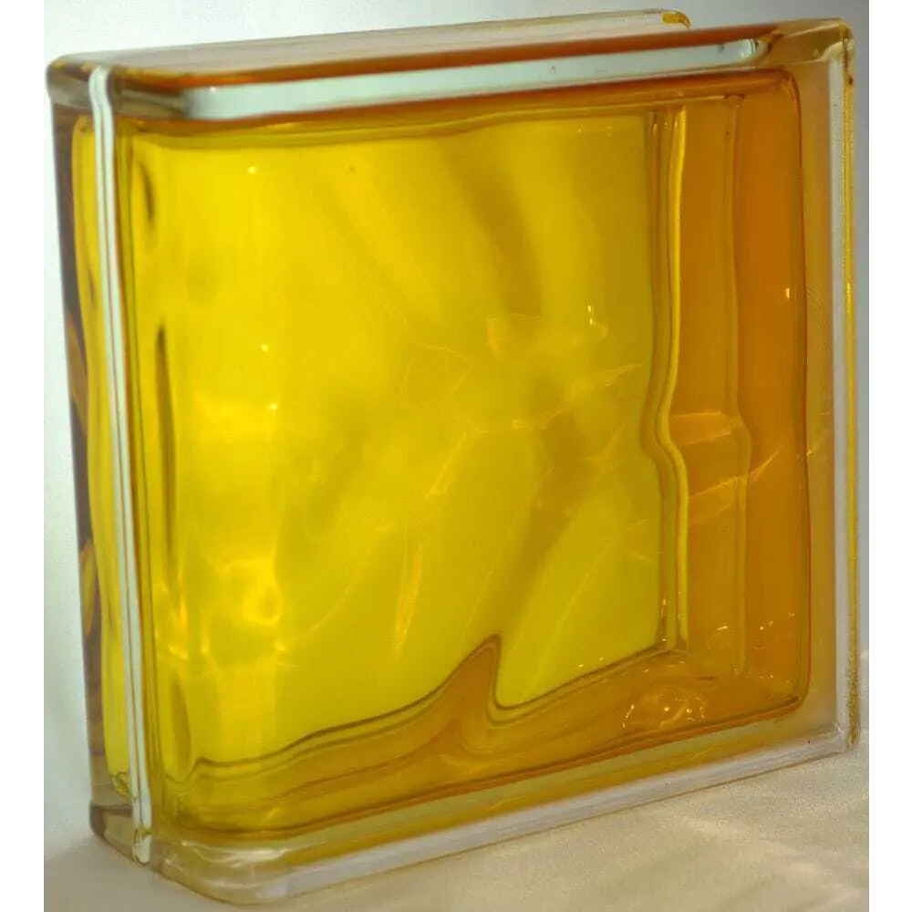 Стеклоблок Vitrablock Волна окрашенный внутри торцевой цвет медовый STLM-2042009