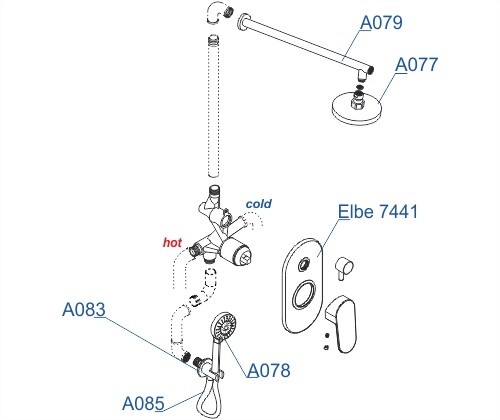 A16777 Встраиваемый комплект для душа с верхней душевой насадкой и лейкой WasserKRAFT  - Вид №2
