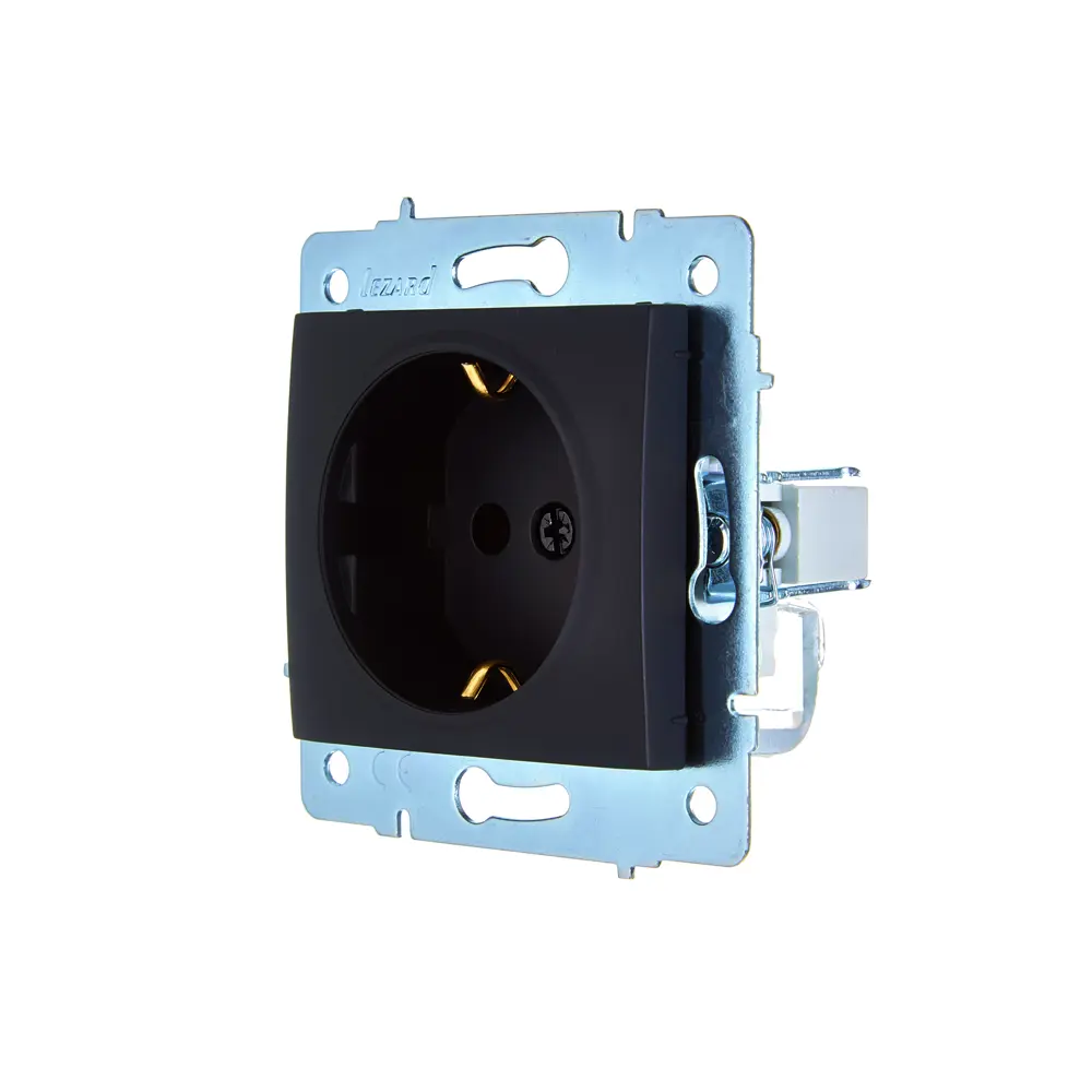 Розетка встраиваемая Lezard Asti с заземлением цвет черный бархат STLM-2131796 - Вид №1