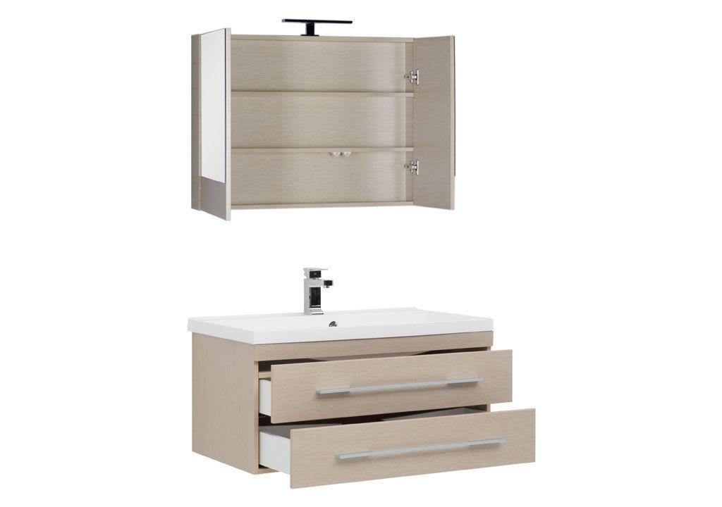 Комплект мебели для ванной Aquanet Нота NEW 90 светлый дуб (камерино) 00230299 - Вид №1