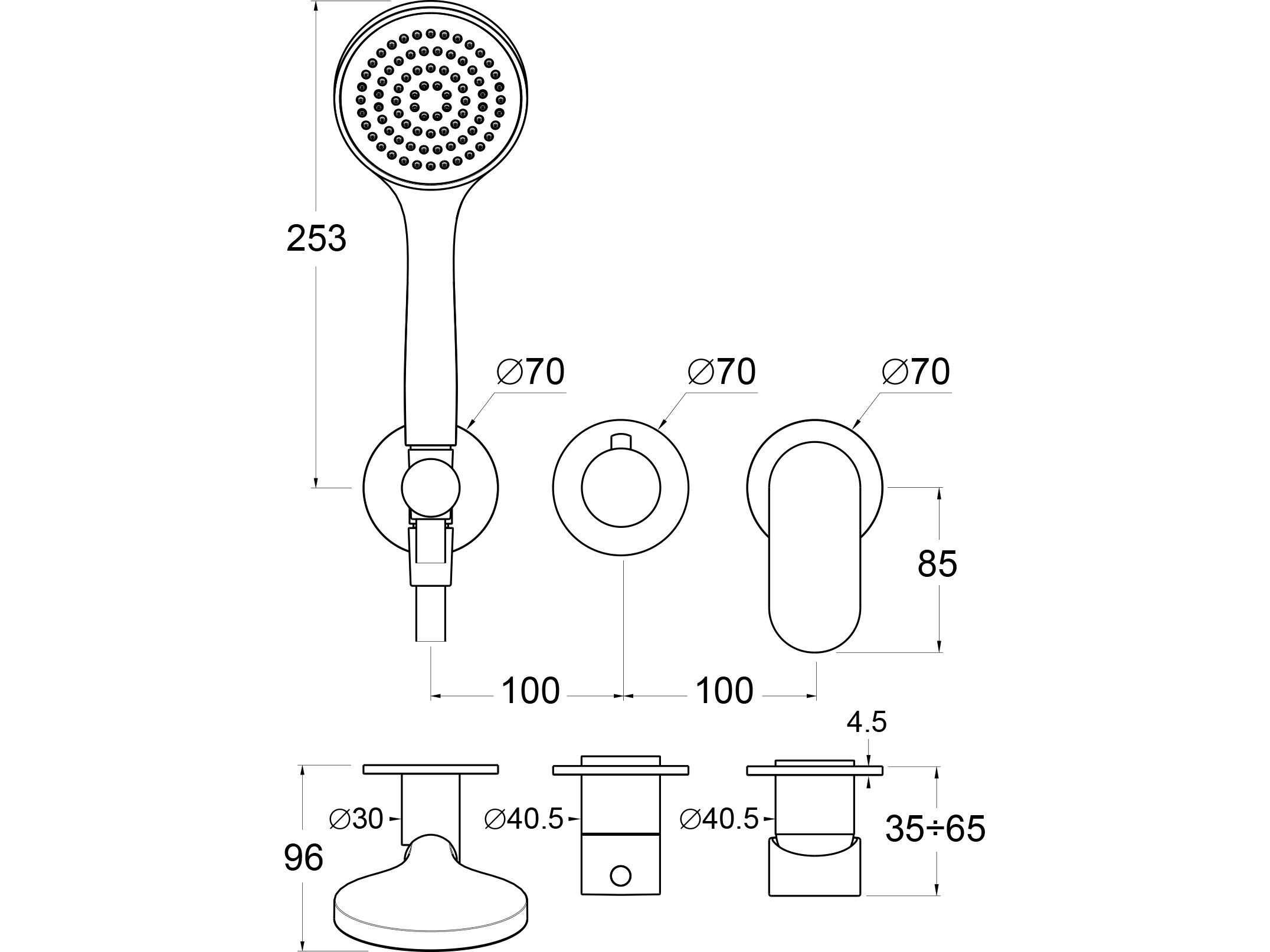 Однорычажный смеситель для душа с ручным душем GUGLIELMI RUBINETTERIE Gugu ARCH-00097491 - Вид №2