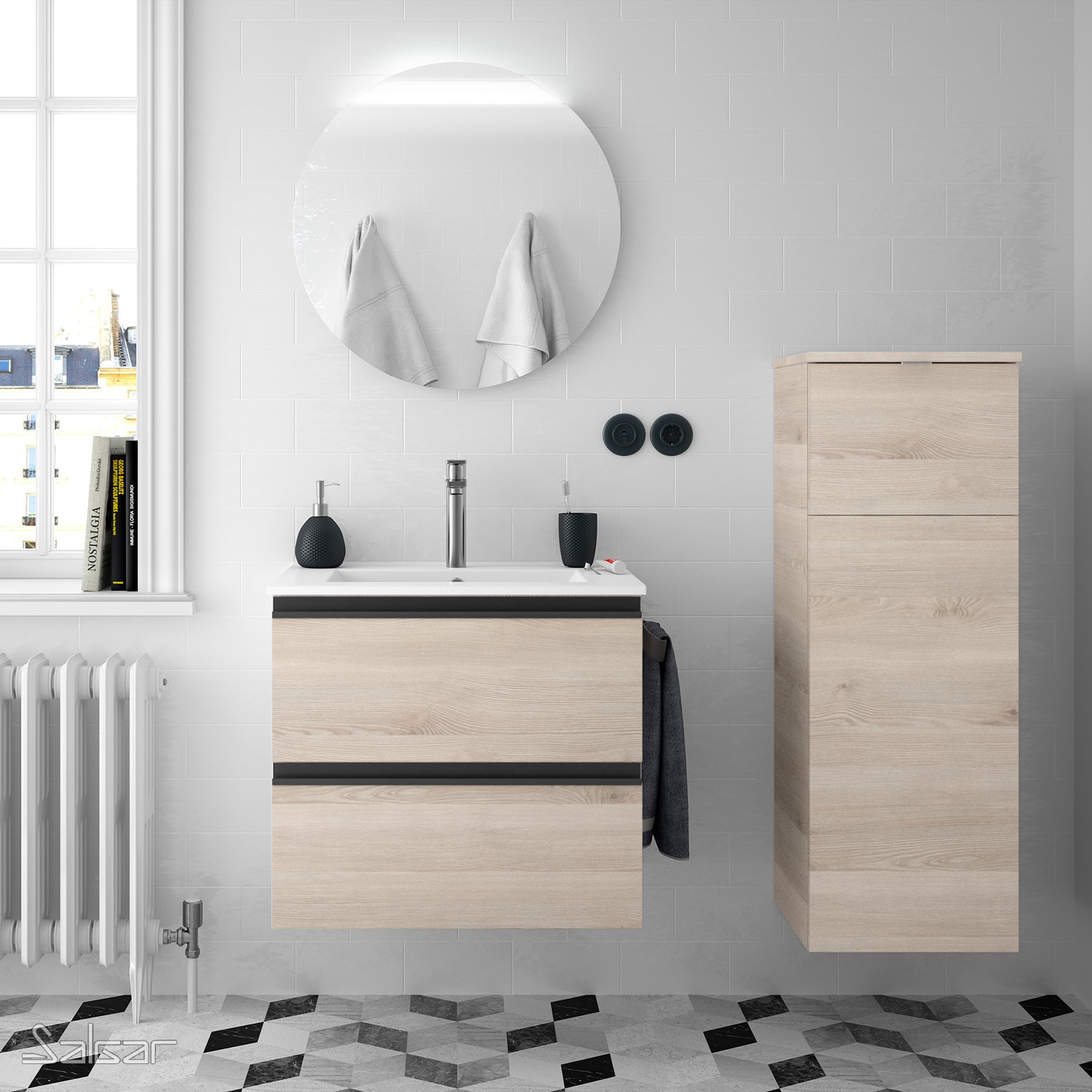 26815 SALGAR Мебель для умывальника SPIRIT 600 2 металлических ящика NATURAL 598 x 540 x 450 мм Естественный