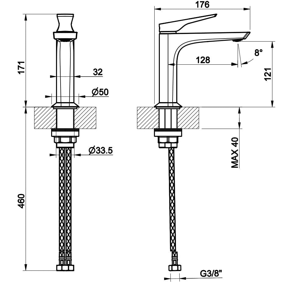Смеситель для раковины из хромированной латуни Gessi вентилятор ARCH-00094673 - Вид №3