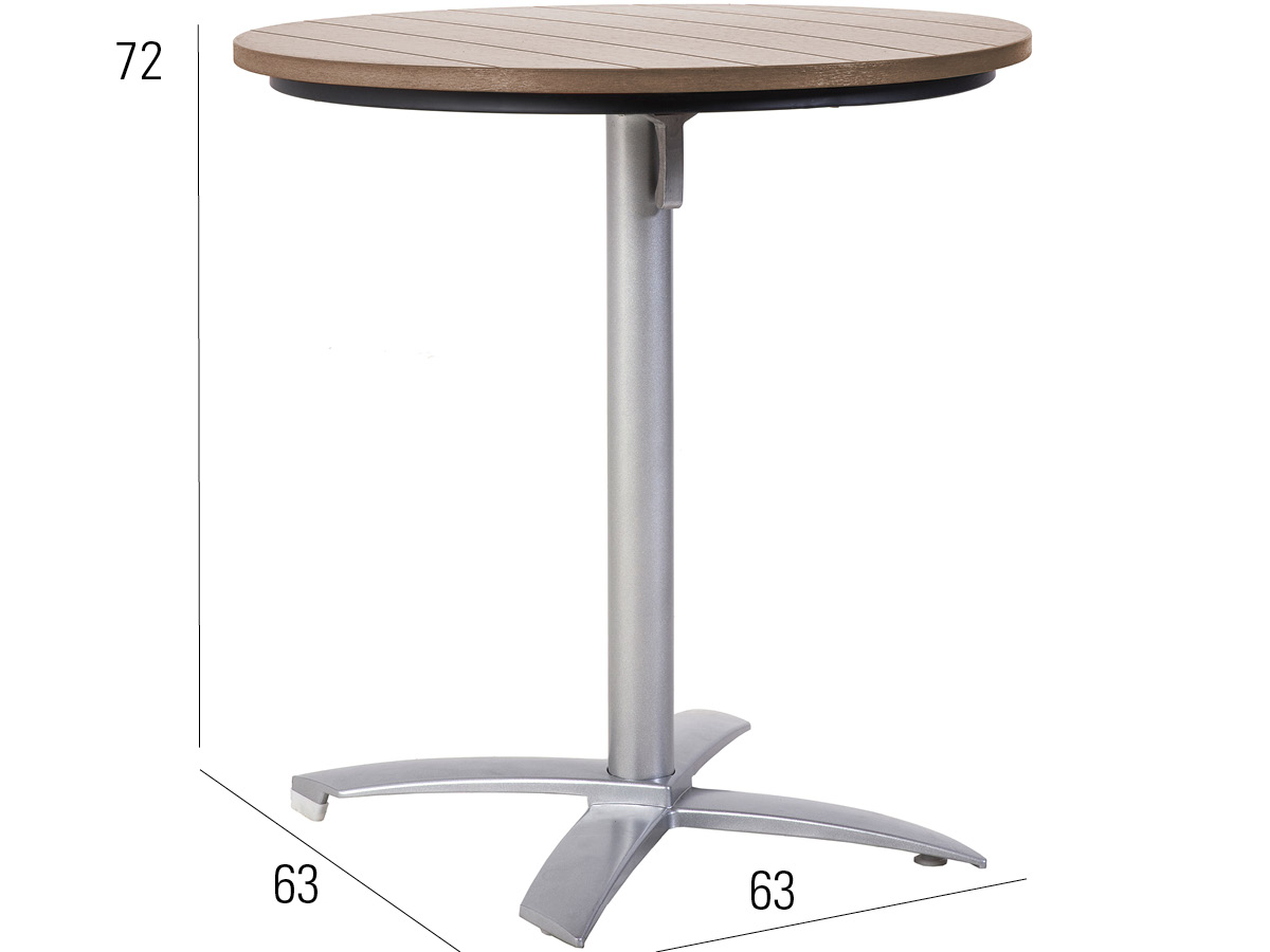 76.00.0067 Стол Победы Tradition Resysta sumatra 70 круглый + рама стола алюминий серебристый складной Mbm Victory - Вид №1