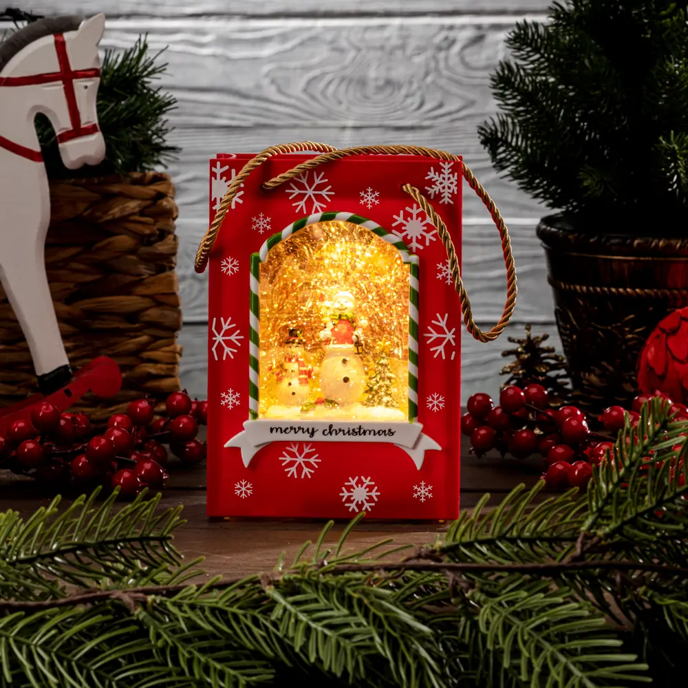 89380294 Электрогирлянда - фигура Подарочный для дома 2 лампы 22 см красный STLM-1383195 Santreyd 