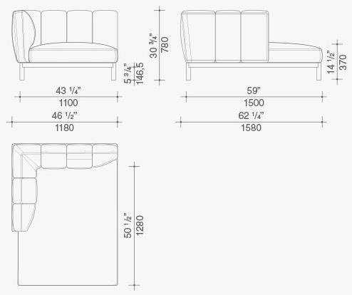 Lema Диван из ткани Warp sun-id-1388430 - Вид №3