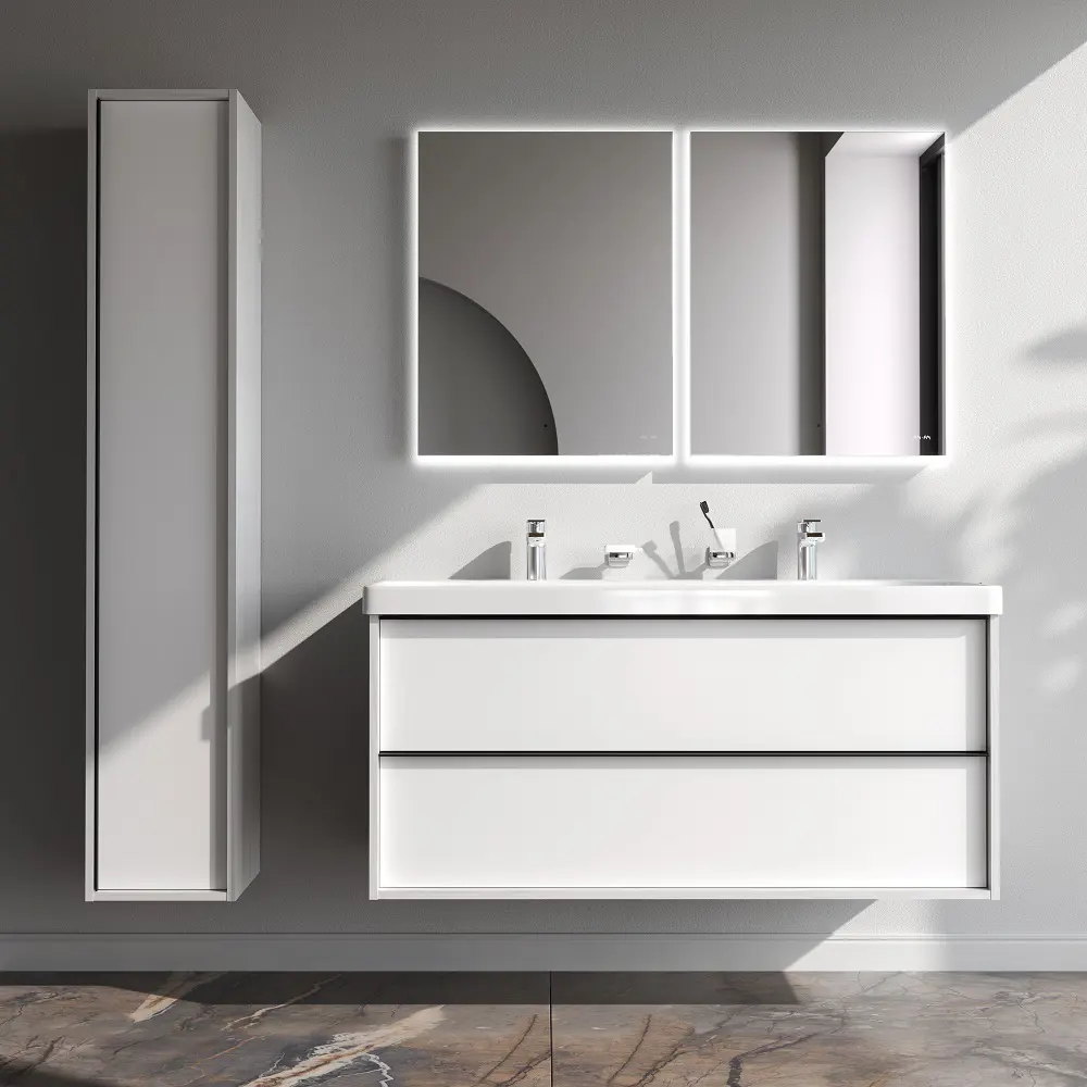 Тумба под раковину AM.PM Stern M7LFHX1202WM подвесная 119.2 см 2 ящика цвет белый с раковиной Sensea Remix 121 см STLM-2107448 - Вид №3