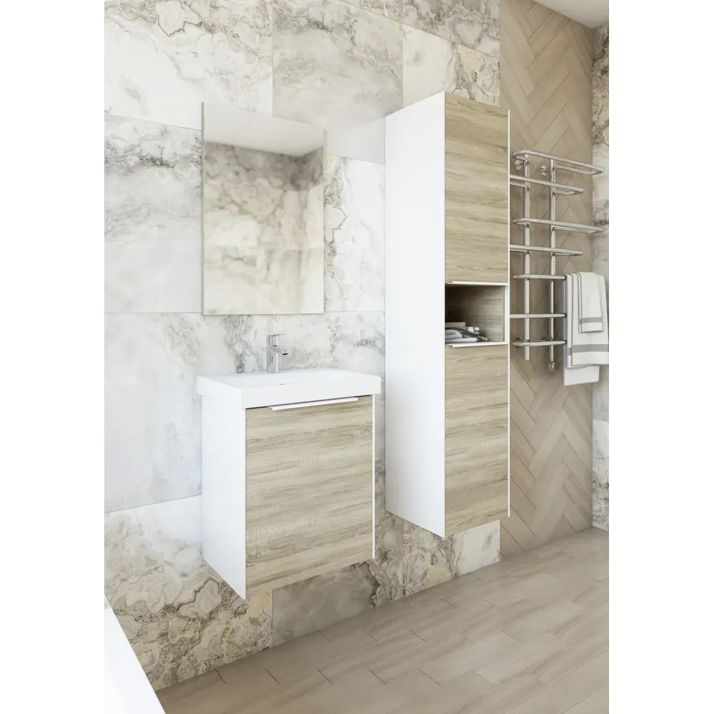 Тумба подвесная под раковину Sanflor Барселона 50 цвет дуб белый сонома STLM-2182652 - Вид №3