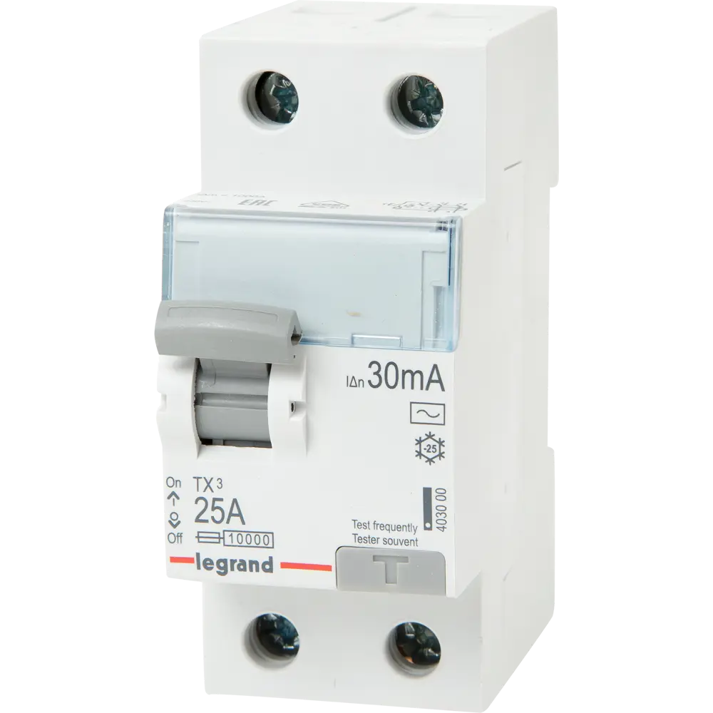УЗО Legrand TX3 1P N 25 А 30 мА 10 кА AC 403000 10306900 STLM-2086499 