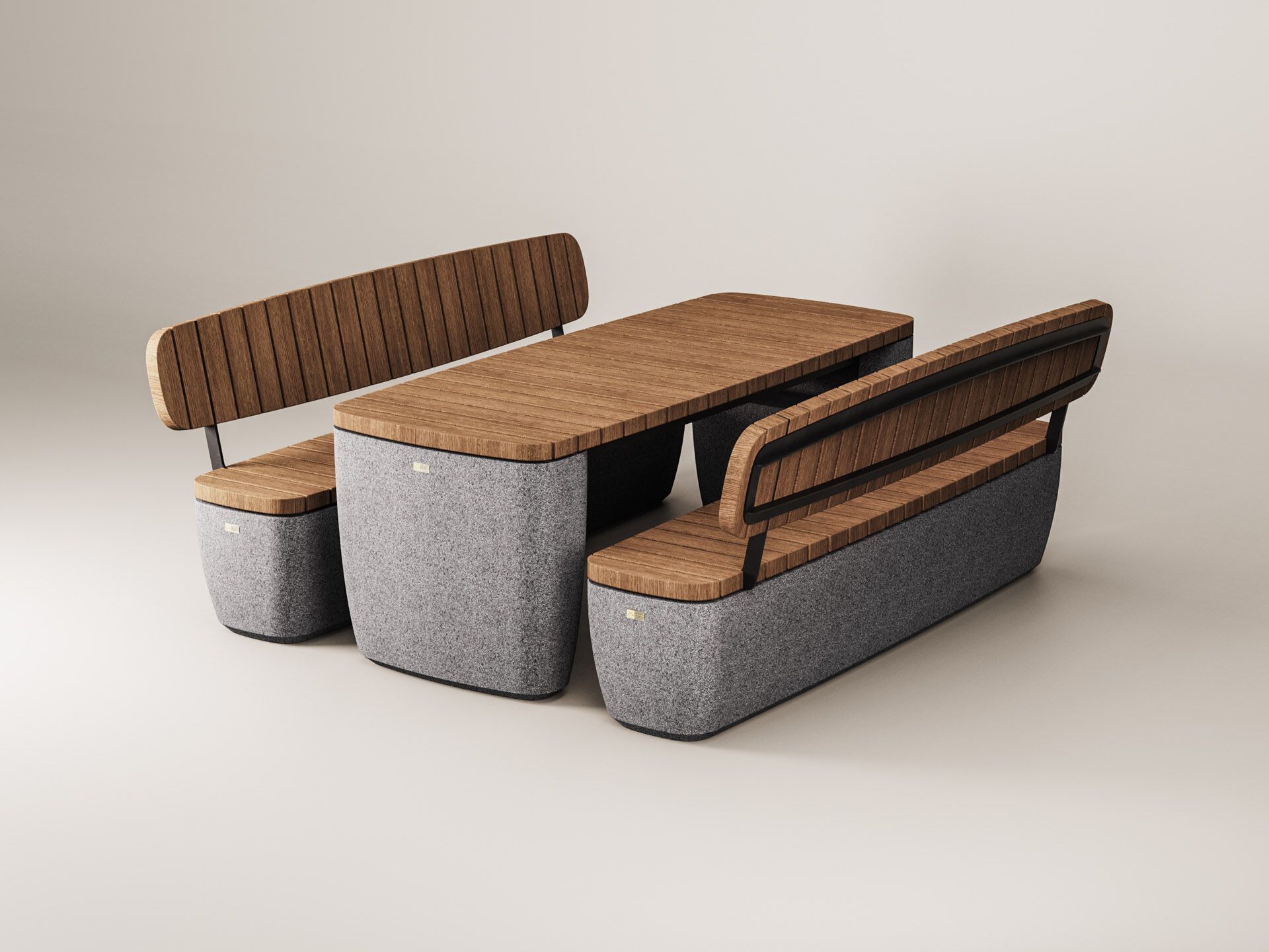 Прямоугольный стол для общественных мест из бетона и дерева Kremen ARCH-00055578 - Вид №2