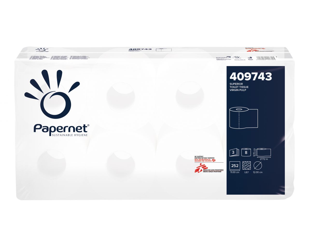 PTB501 Туалетная бумага TOP, белая, диаметр 12 см, длина 27,5 м, трехслойная, в упаковке 72 шт. Merida 