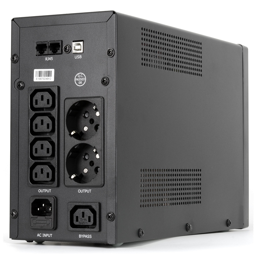 CMU-SP1500 COMBO USB Ups 1500va/900w, металл, 2x12v/9ah, розетки 4*iec + 2*euro+1*iec bybass, трансформатор avr 140-290v, съёмный кабель 1.8 м, фильтр телефонной и ethernet линии rj-11/45, usb-порт, защита батареи, от перегрузки, от кз, по Crown Santreyd  - Вид №2