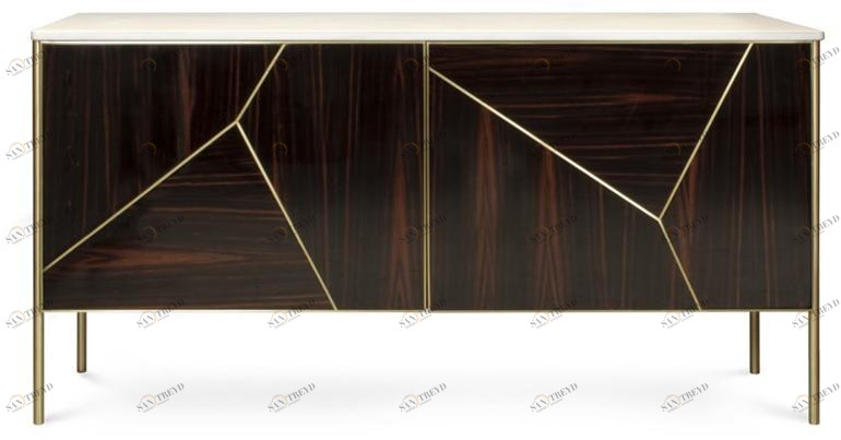 JOSÉ LEITE DE CASTRO Комод из черного дерева и мрамора с распашными дверцами sun-id-1392005