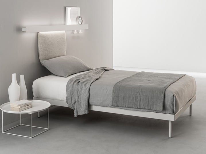 Алюминиевая односпальная кровать с мягким изголовьем Caccaro Groove ARCH-00119492 - Вид №1