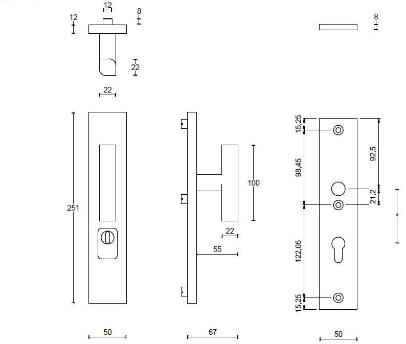Formani Ручка для входной двери на пластине из нержавеющей стали Two Pb23-50/kt -23-28/kt - Вид №5