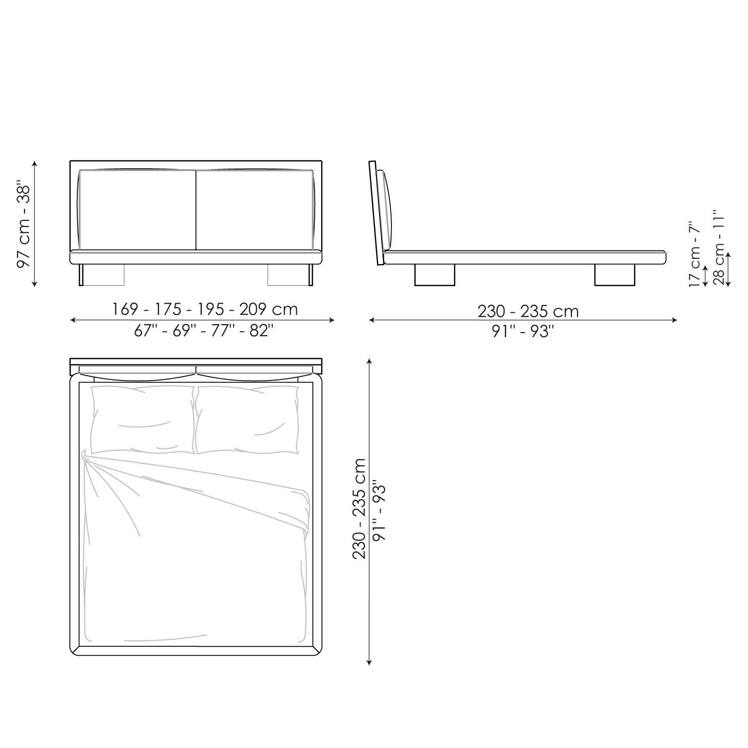 Двуспальная кровать из ткани и кожи BONALDO TARA ARCH-00059800 - Вид №8