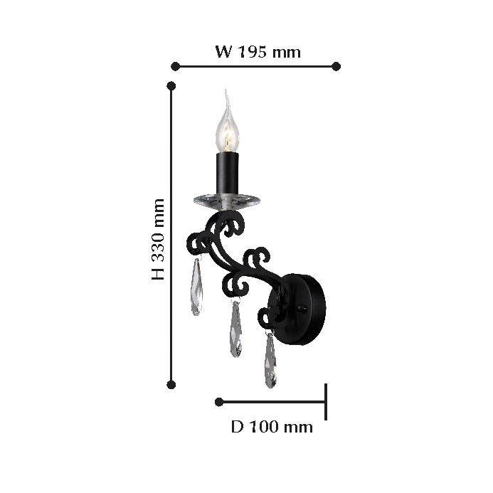 Бра Favourite Terrific 1968-1W FAVOURITE СВЕЧА 109911 Прозрачный;черный  - Вид №1